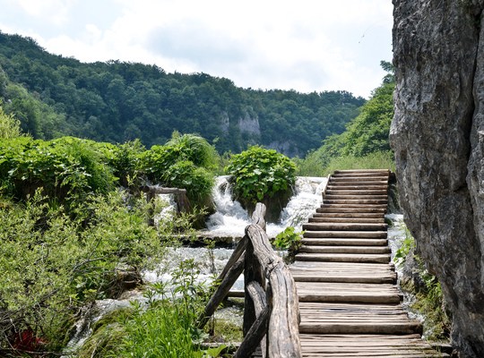 Chemin traversant les lacs de Plitvice