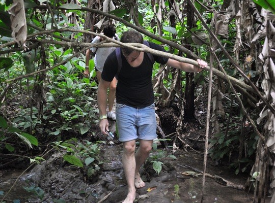 Barefoot in jungle
