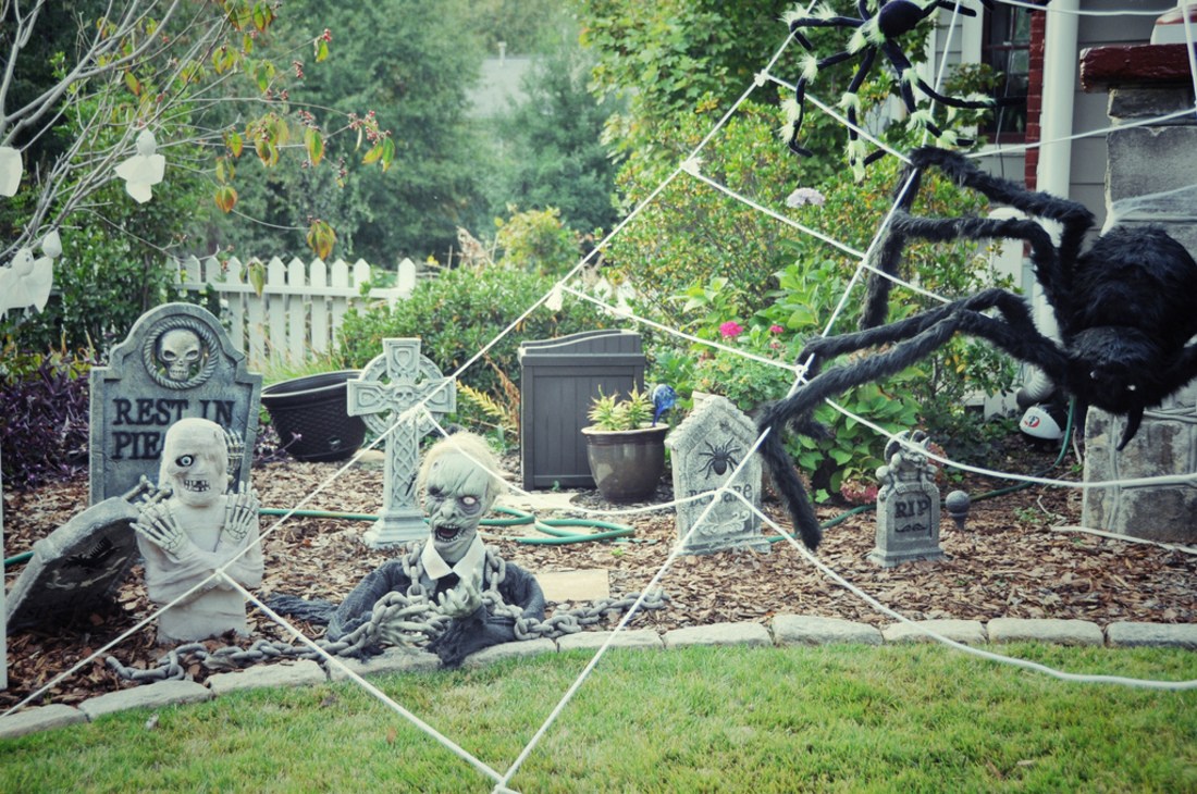 jardin décoré pour Halloween, Etats Unis