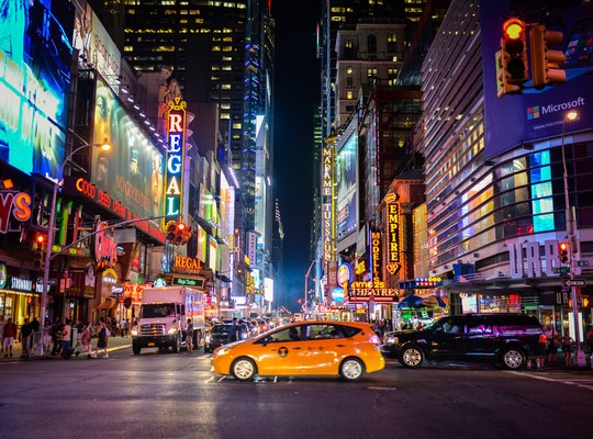 New York et Yellow Cab la nuit