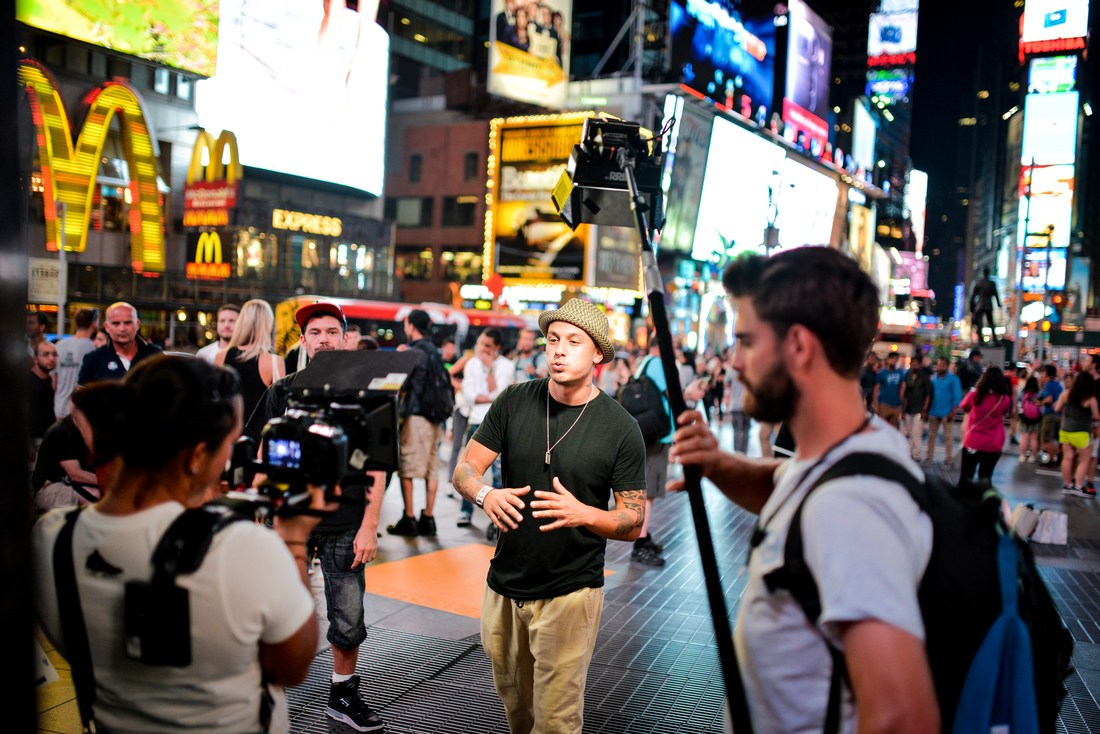 Tournage du clip sur Times Square