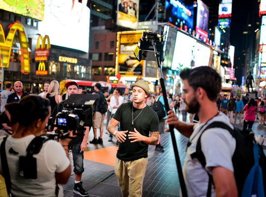 Tournage du clip sur Times Square
