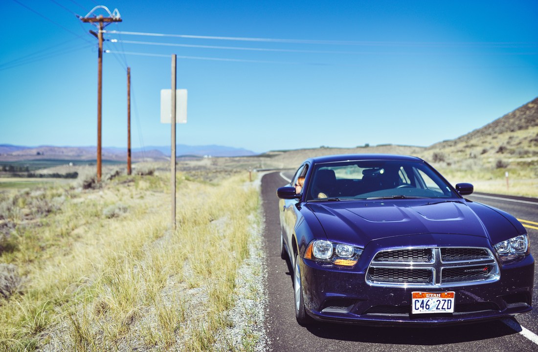Notre Dodge Charger sur les routes de l'Idaho
