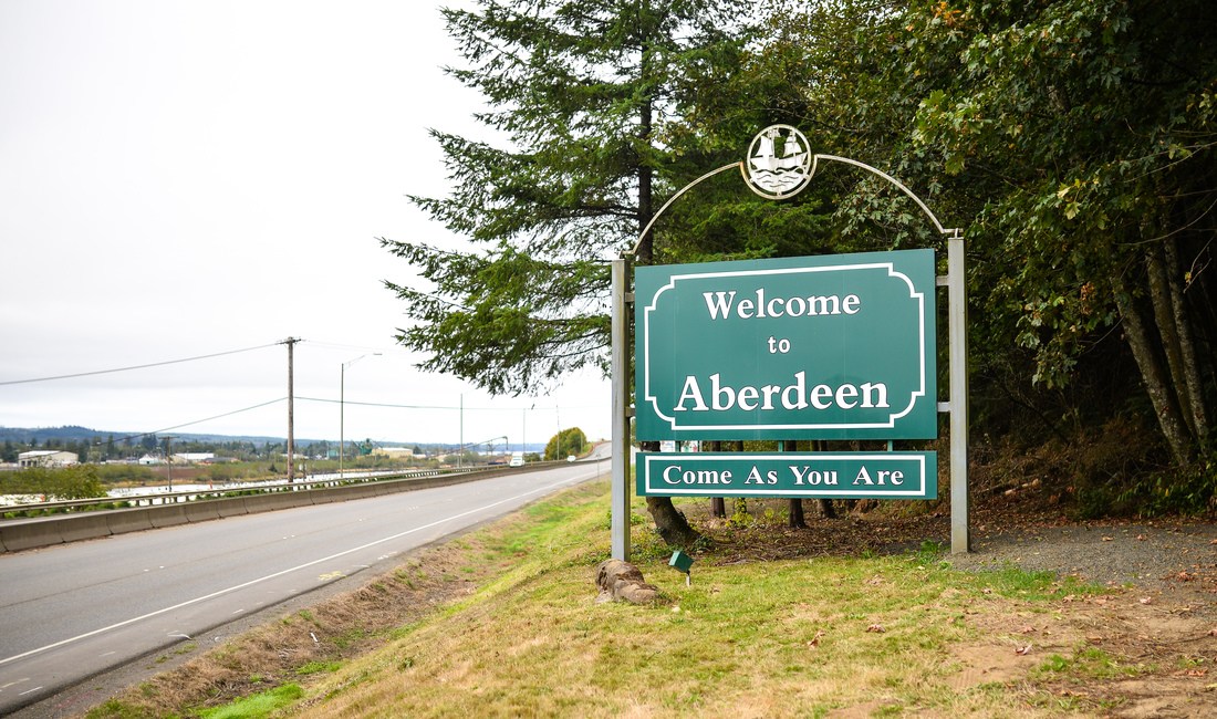 Come as you are, panneau à l'entrée d'Aberdeen