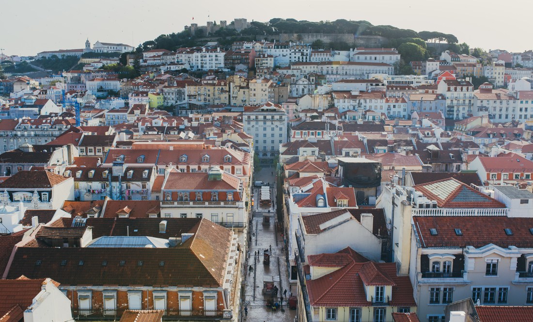 Panoramique sur Lisbonne depuis Elevador de Santa Justa