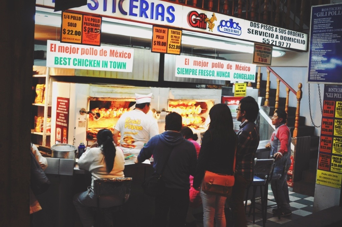 Stand de poulet frit à Mexico City