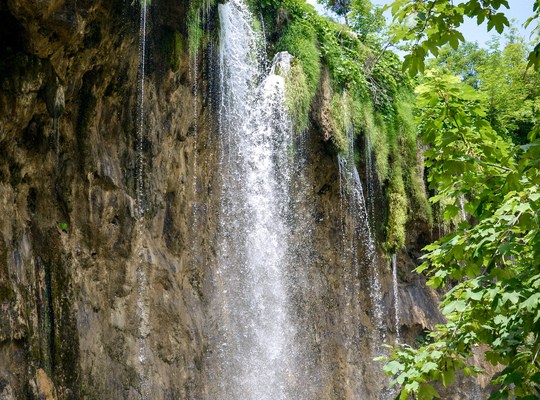 Un des nombreuses cascades du parc de Plitvice