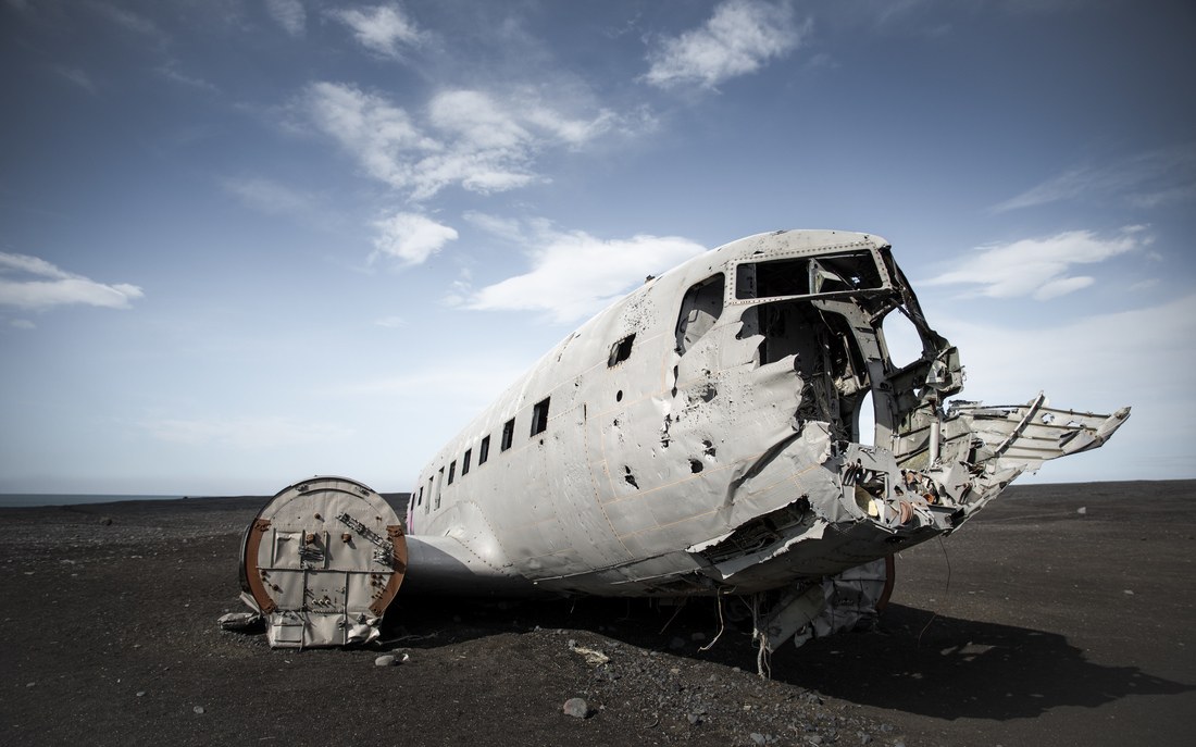 Carcasse de l'avion DC3 en Islande