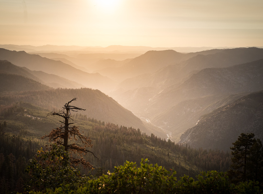 Panorama, fin de journée à Yosemite