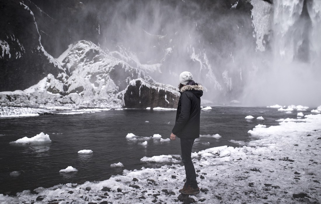 Seb à Skógafoss