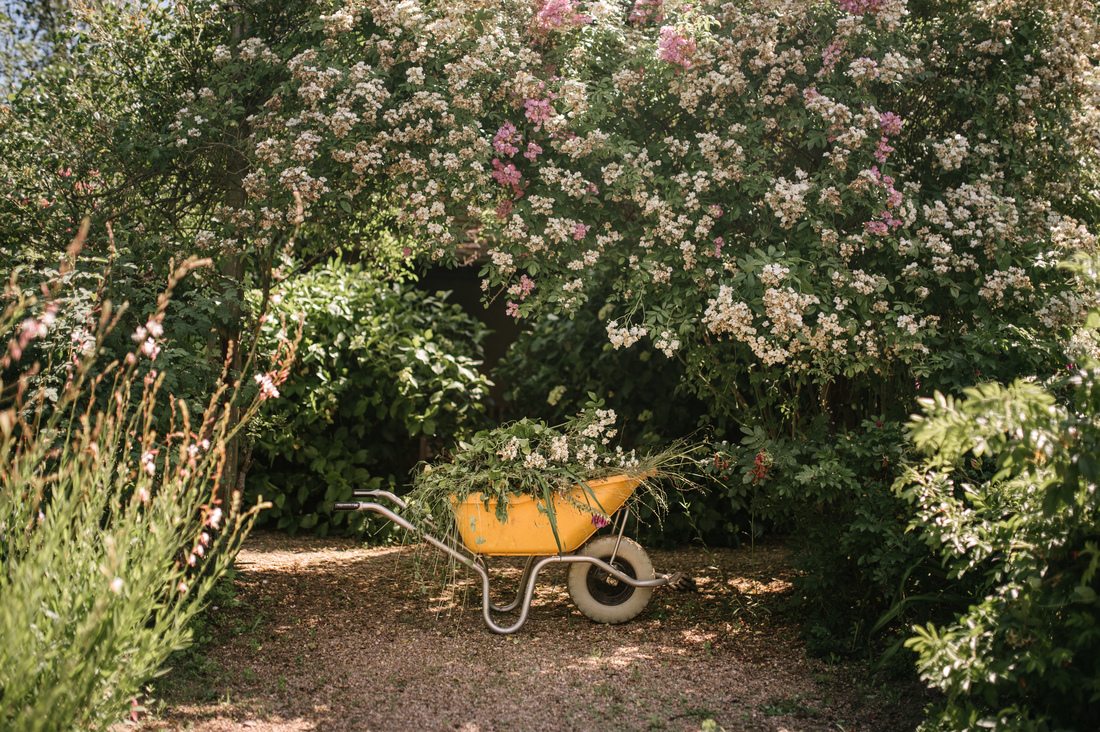 Brouette fleurie, Jardins de Drulon