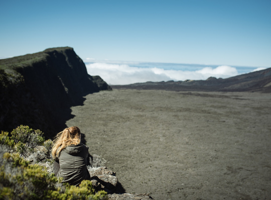 Moment détente devant les paysages du Piton de la Fournaise